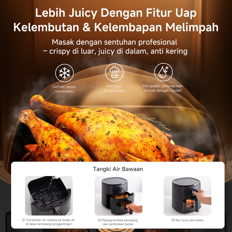 Simplus Air Fryer Low Watt 5L Tutup Transparan 2