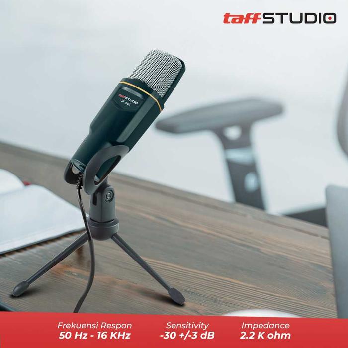 TaffSTUDIO Mikrofon Kondenser 3.5 mm Omnidirectional Podcast with Stand SF-666 3