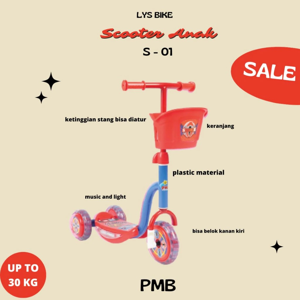 Pangeran Maju Bahagia PMB Scooter Anak Roda 3 S-01