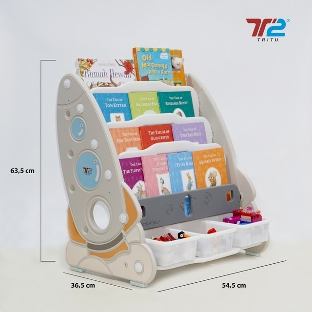 TRITU Rak Buku Anak Model Roket 