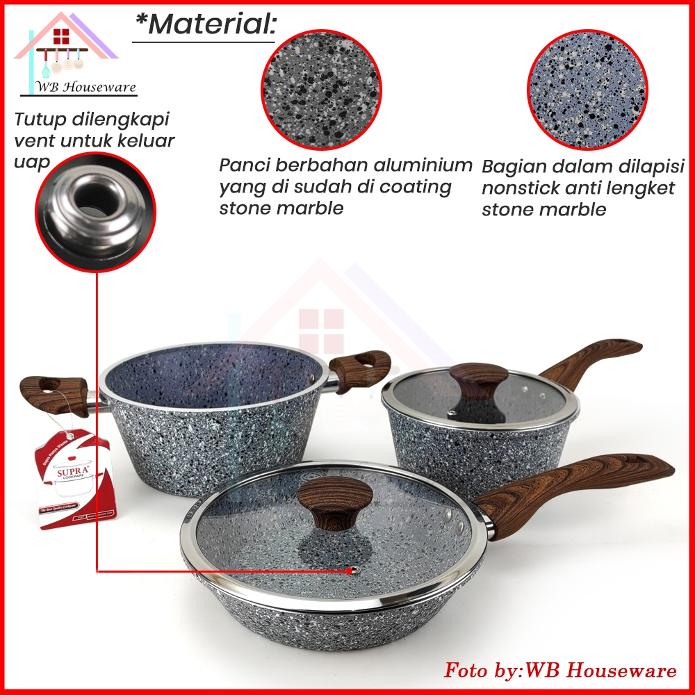 Supra Semicast Stone Series Granite Panci Set 5 Pcs