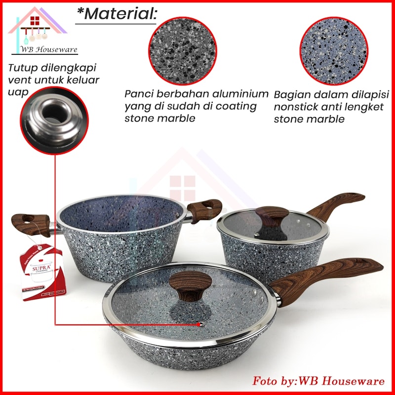 Supra Semicast Stone Series Granite Panci Set 5 Pcs 2