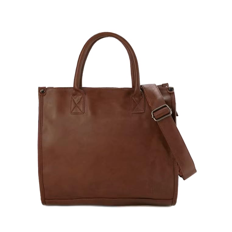 Urban State Distressed Leather Commuter Tote Bag - Camel