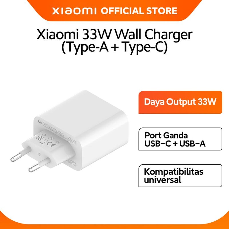 33W Wall Charger Type-A + Type-C 5