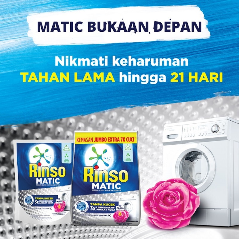 Rinso Matic Deterjen Cair Mesin Cuci Bukaan Depan 3