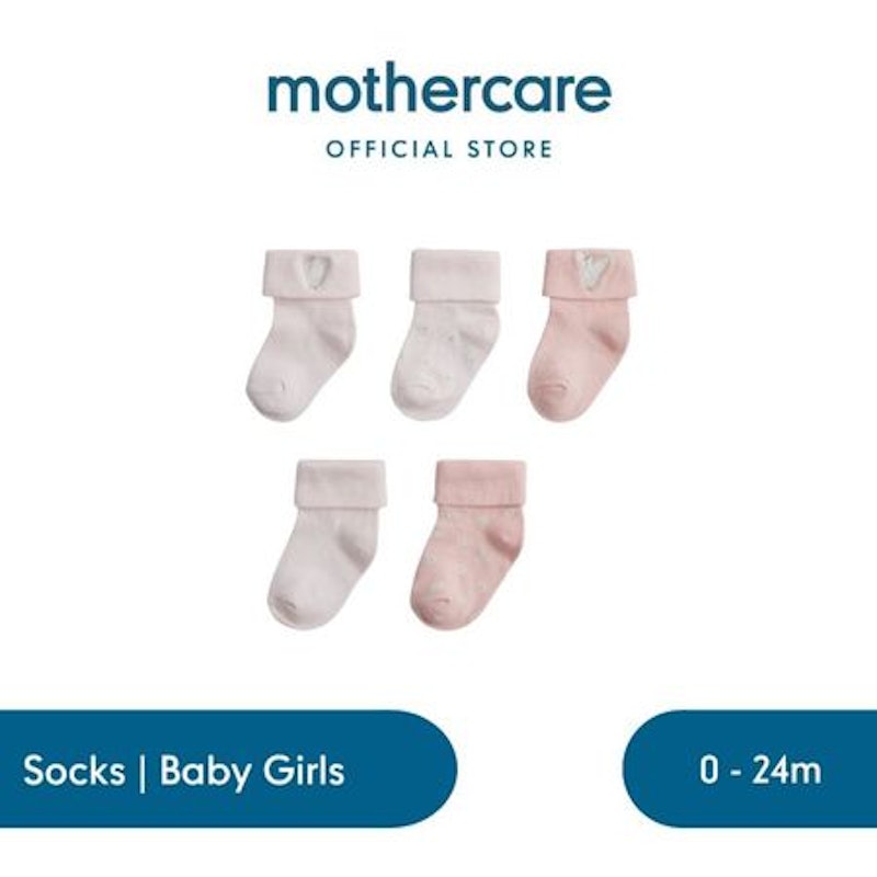 Mothercare 5 Pack Turn-Over-Top Baby Girls Socks 5
