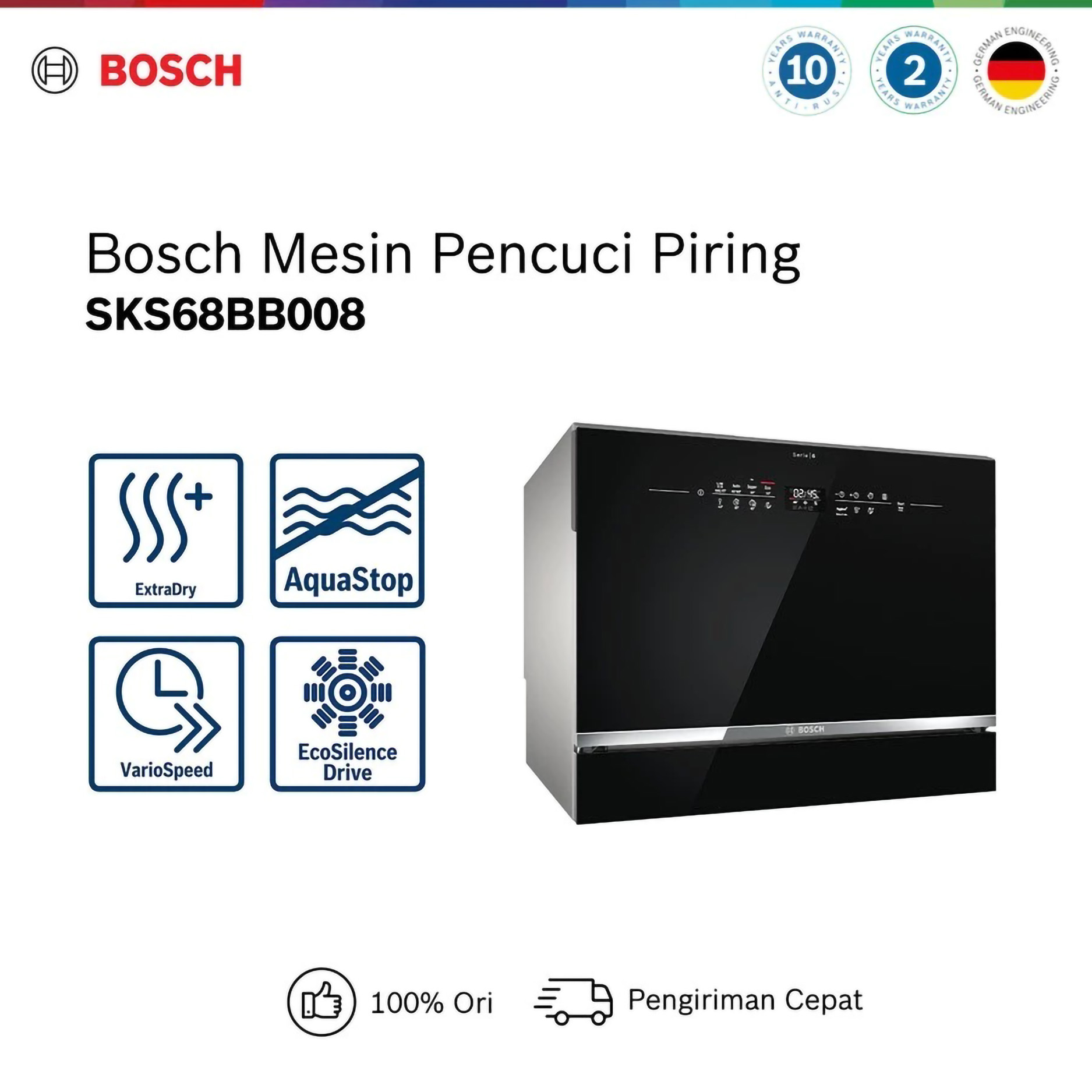 Robert Bosch GmbH Bosch Free-standing Compact Dishwasher SKS68BB008