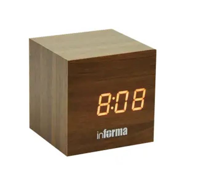 Informa Jam Waker Digital Kayu Kubus