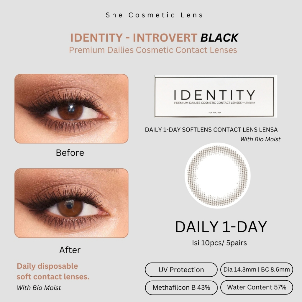 She Cosmetic Lens She Softlen Identity Introvert Black