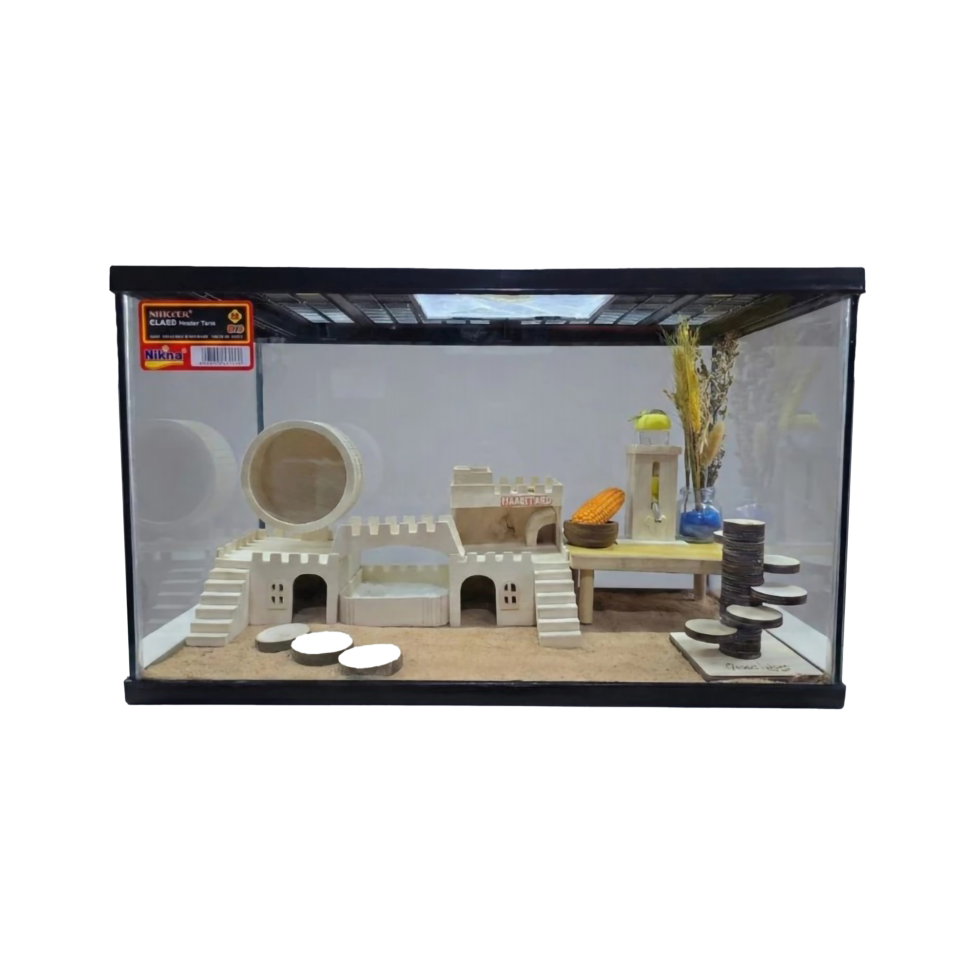 Hamutaro Terarium Kandang Hamster Mainan Kayu + Lampu 1