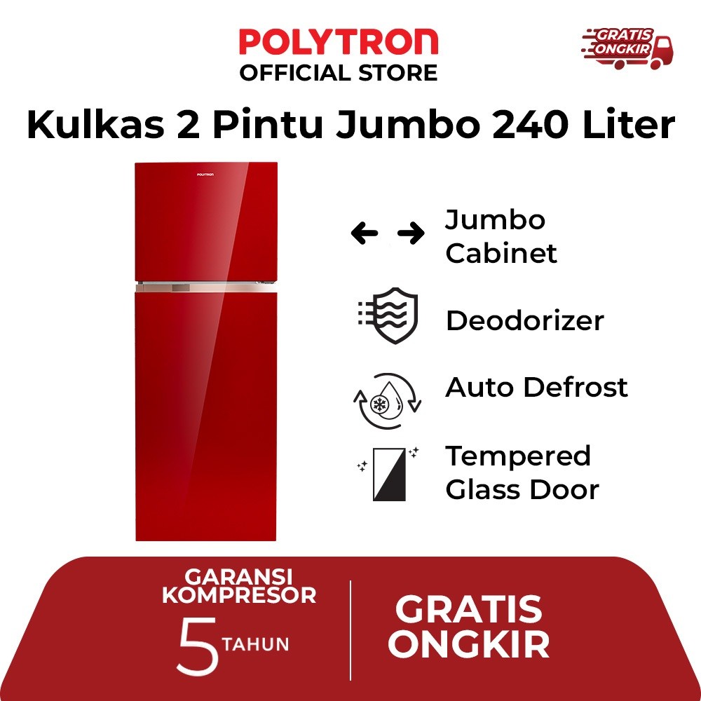 Hartono Istana Teknologi Polytron Kulkas 2 Pintu Belleza Jumbo 240 Liter  PRW 25MNR