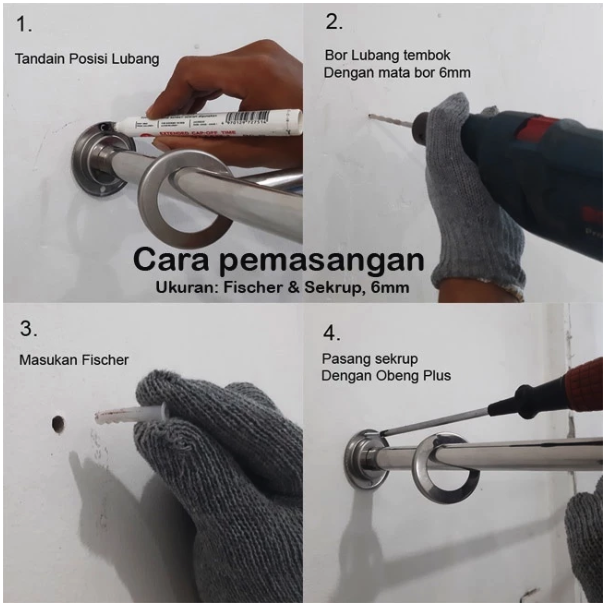  Sentras Hanger Pegangan Kloset Single Stainless Steel