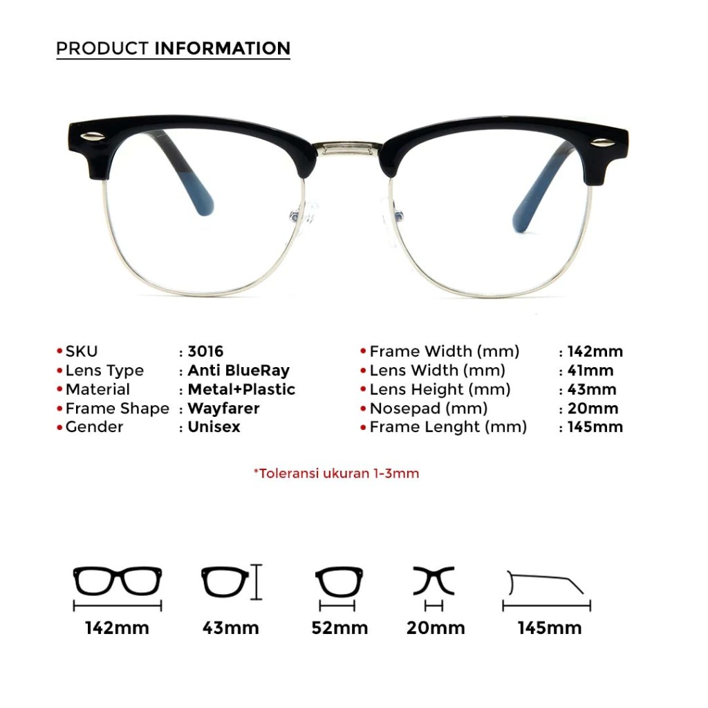 Optic 365 Days Berrybarton Kacamata Wayfarer  3016 AB