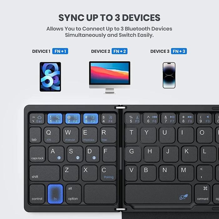 Three Folding Bluetooth Keyboard with Numeric 4