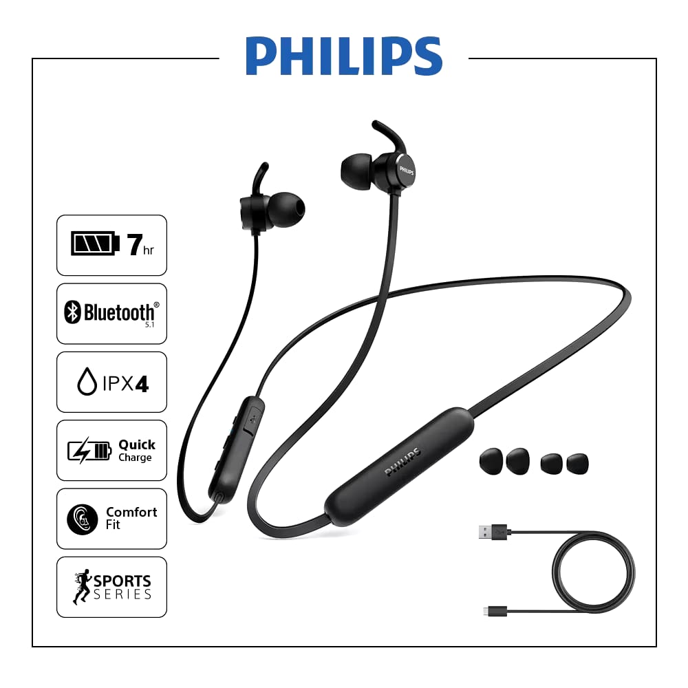 Philips Electronics Philips Philips Black In-Ear Wireless Sport Earphone TAE1205