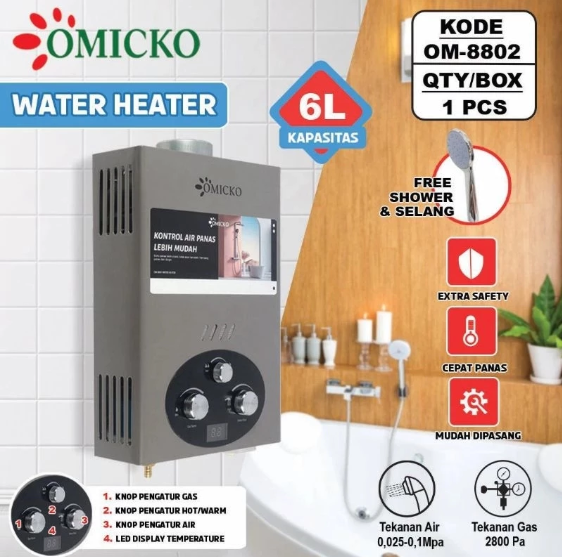 Wen Jaya Electronic International Omicko Water Heater Gas  OM8802 