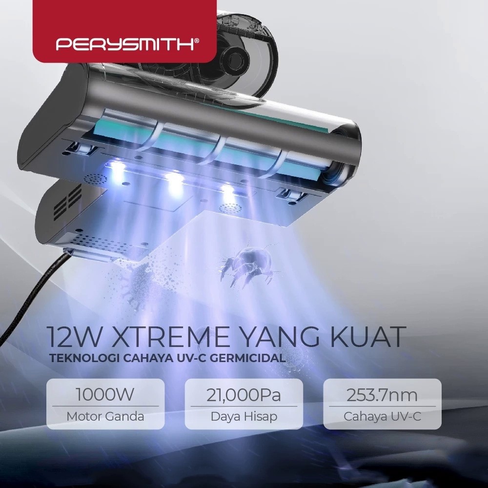 PerySmith International PerySmith Ultrasonic Double Dust Cup Anti Dust Mite UV Vacuum Cleaner V30 Pro