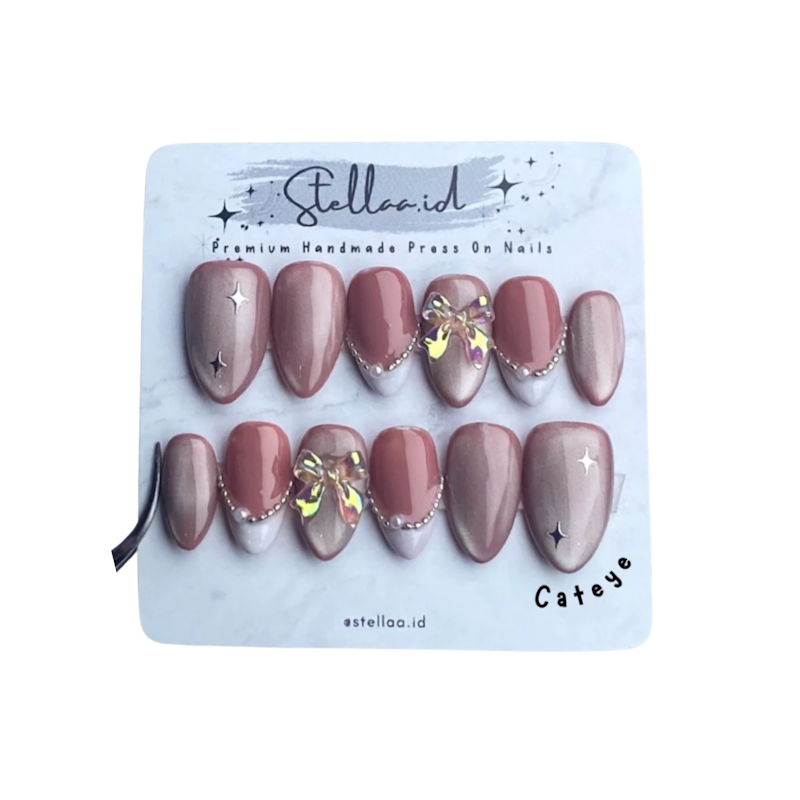 Stellaa.id Marissa Press On Nail Cateye Tearose 1