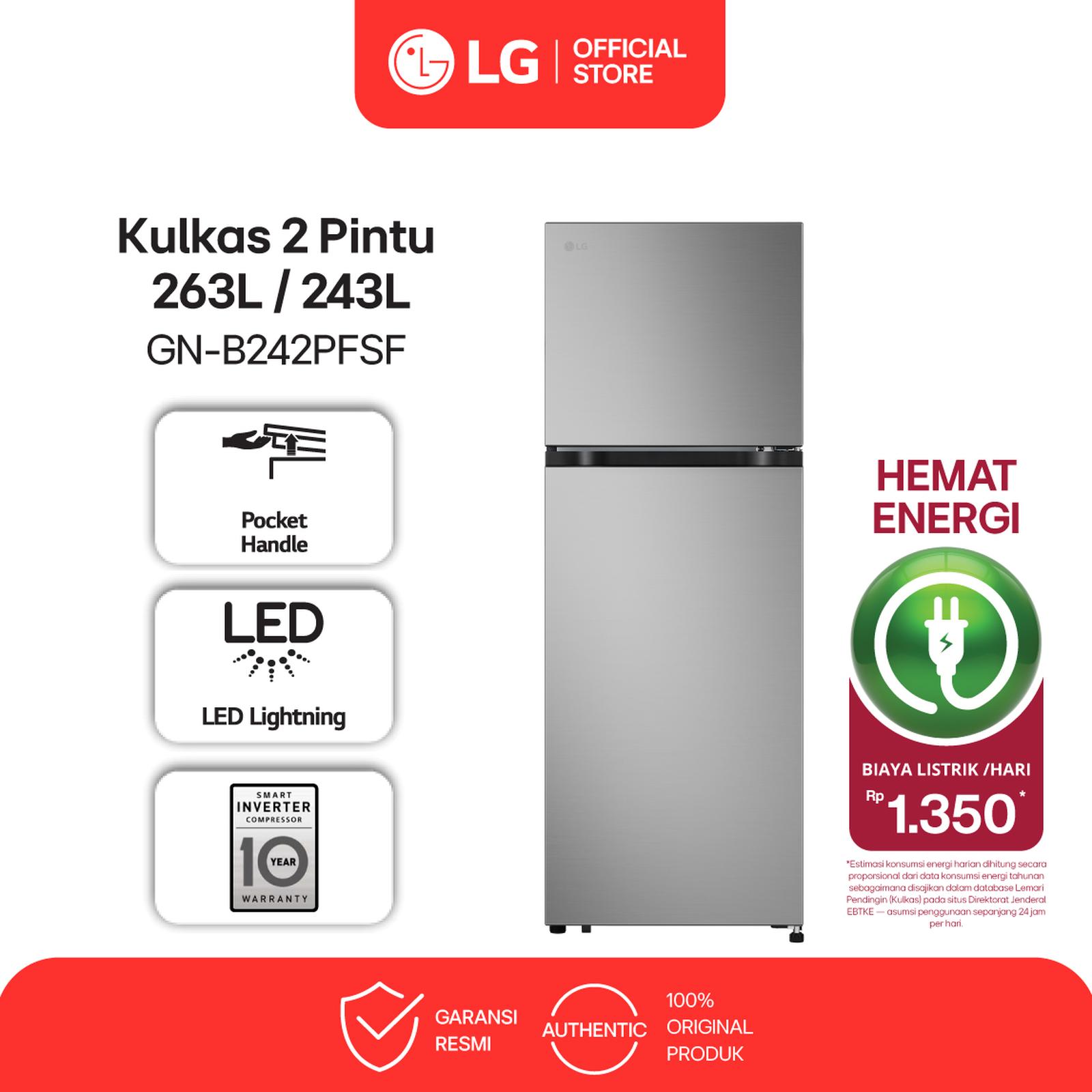 LG Kulkas 2 Pintu 263L / 243L GN-B242PFSF