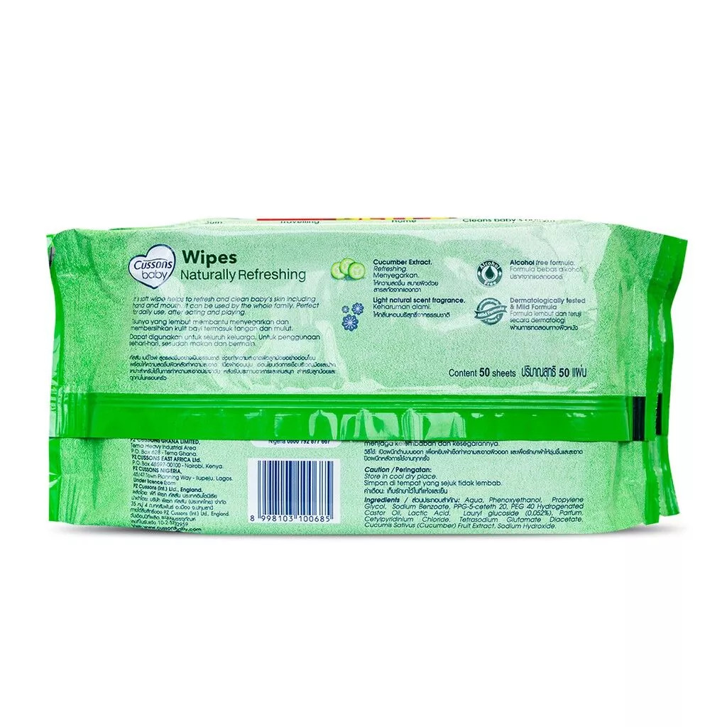Cussons Hand and Mouth Wipes Naturally Refreshing