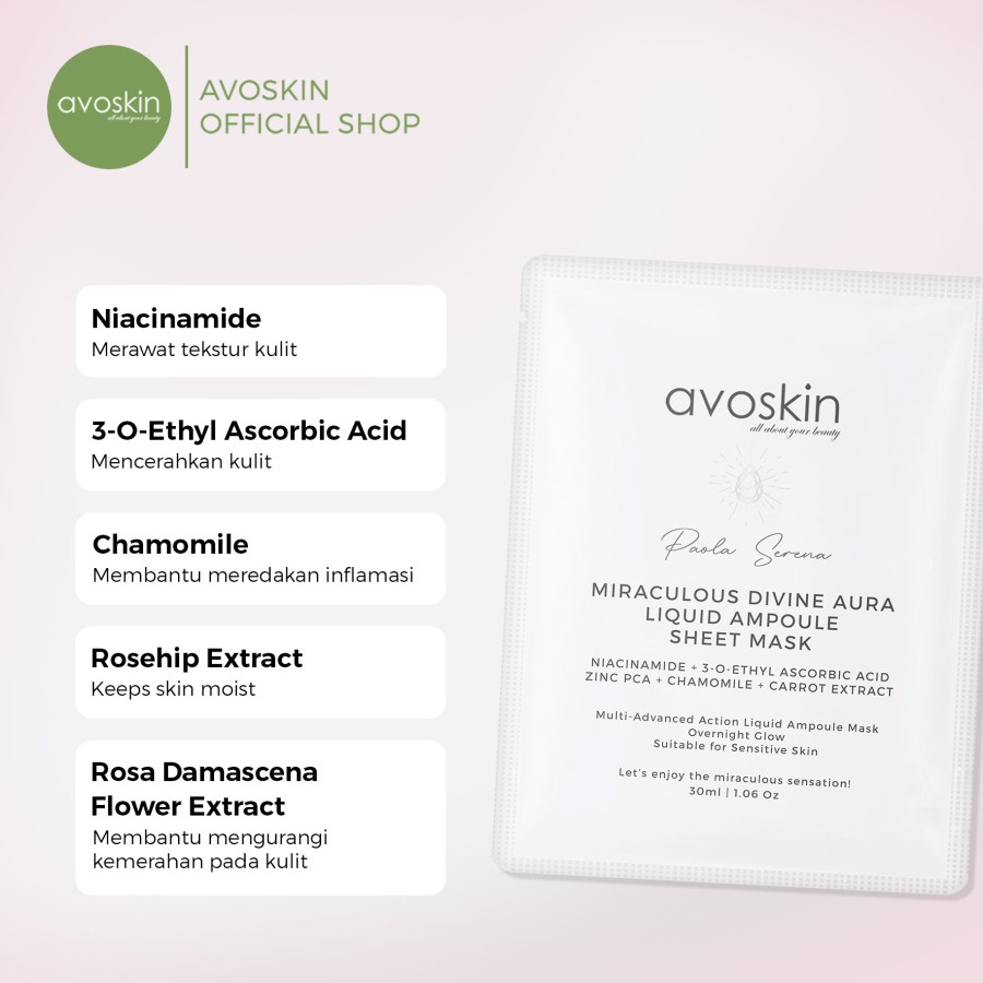 Avo Innovation Technology Avoskin Sheet Mask Miraculous Divine Aura