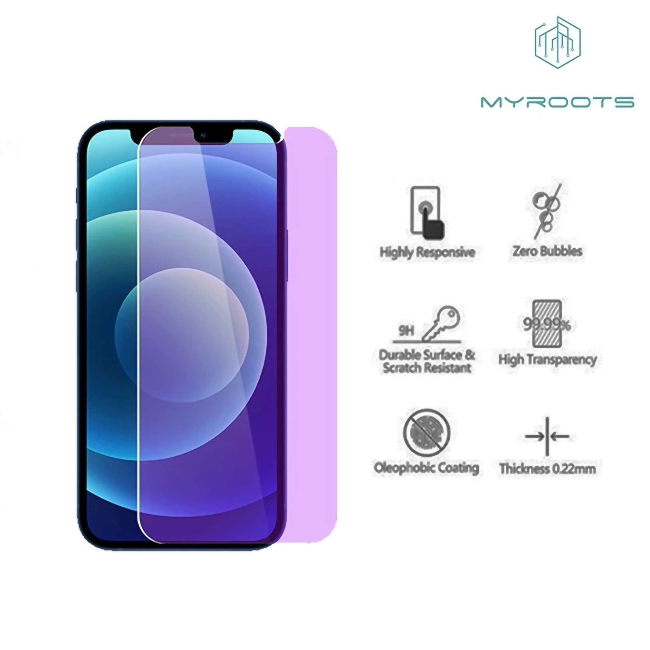  Myroots Tempered Glass Blue Light iPhone