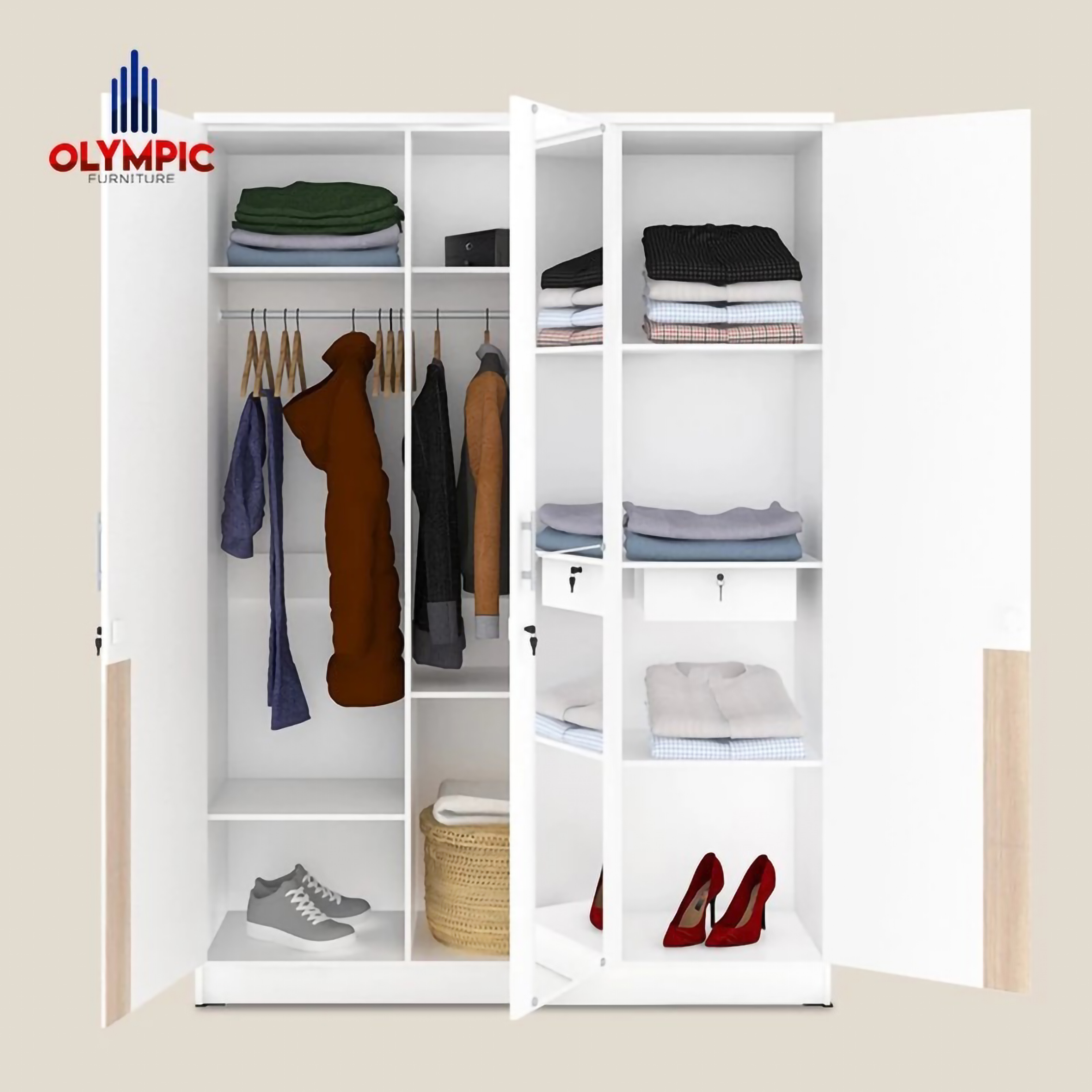 Cahaya Bintang Olympic Olympic Lemari Baju Tiga Pintu LP MERIBEL 3P