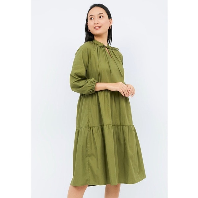 The Executive Babydoll Midi Dress