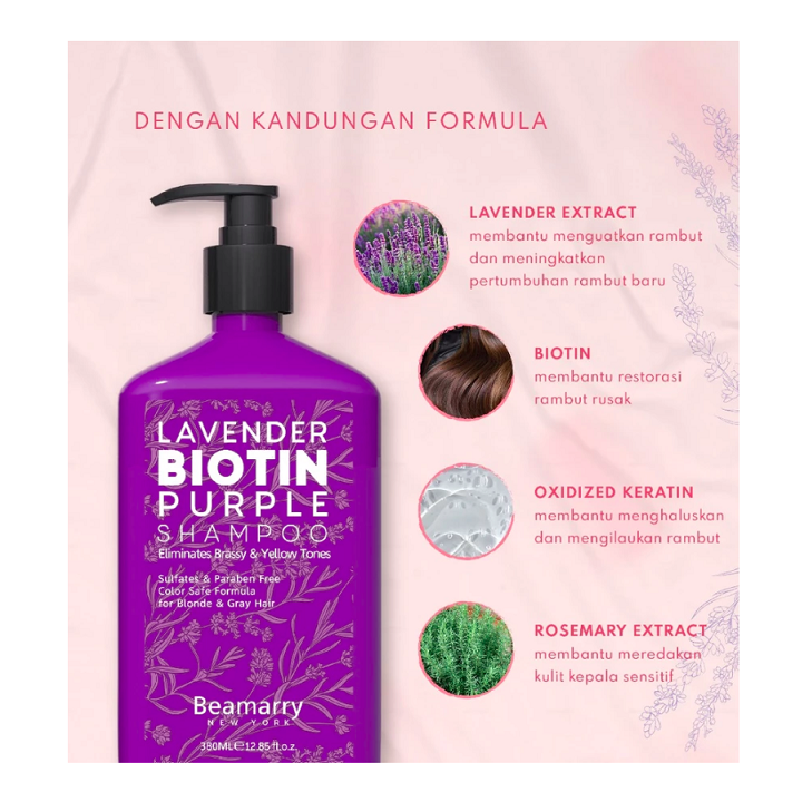 Beamarry Indonesia Makmur Beamarry New York Lavender Biotin Purple Shampoo 