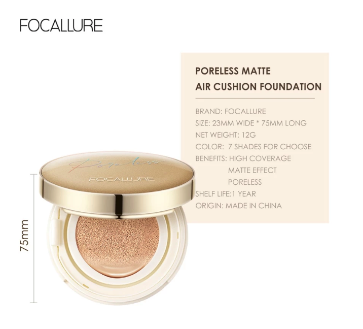 FCL Internasional Indonesia FOCALLURE Poreless Matte Air Cushion Natural Tan