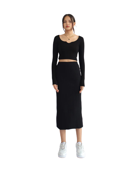 Sofia Ribbed Midi Skirt 1