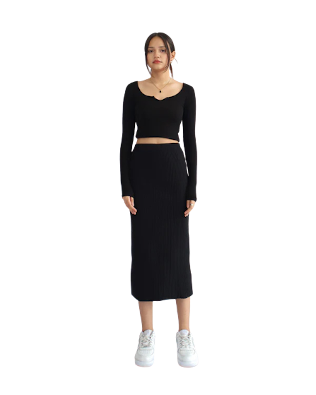 Sofia Ribbed Midi Skirt 1