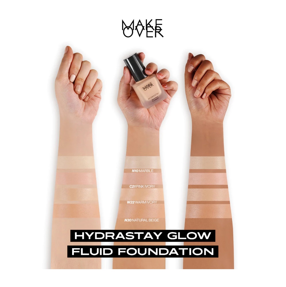 MAKE OVER Hydrastay Glow Fluid Foundation N30 Natural Beige 4