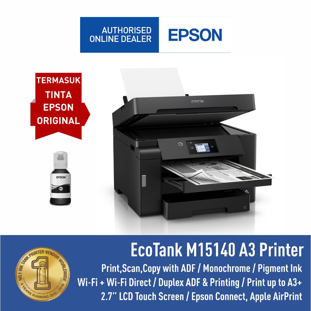 Epson Singapore Epson EcoTank Monochrome A3 Wi-Fi Duplex All-in-One Ink Tank Printer M15140