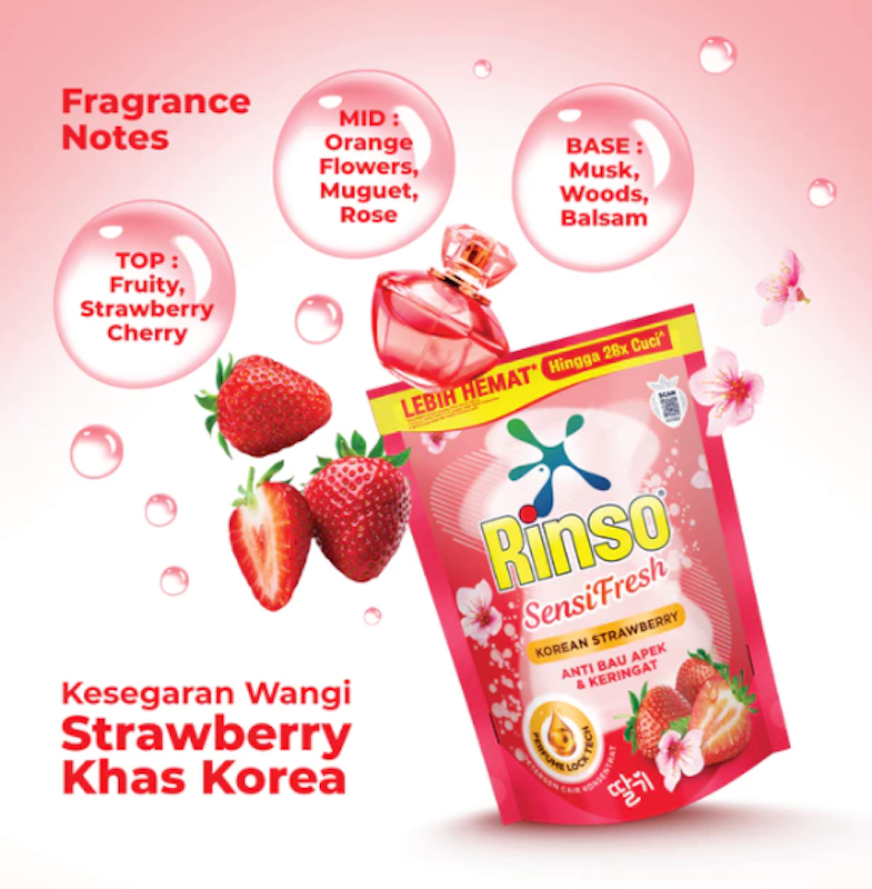 Rinso SensiFresh Deterjen Cair Korean Strawberry 3