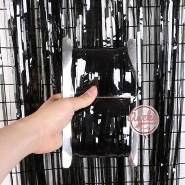 Black Foil Fringe Curtain  4