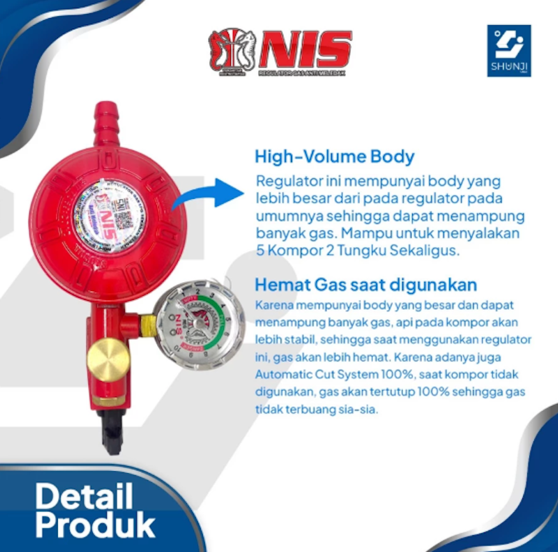 NIS Paket Selang Gas dan Regulator Robot 5