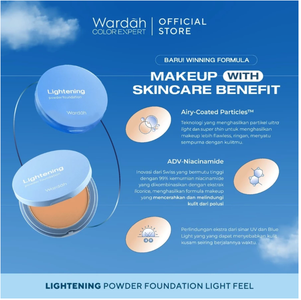 Paragon Technology and Innovation Wardah Lightening Powder Foundation Light Feel 32W Warm Beige
