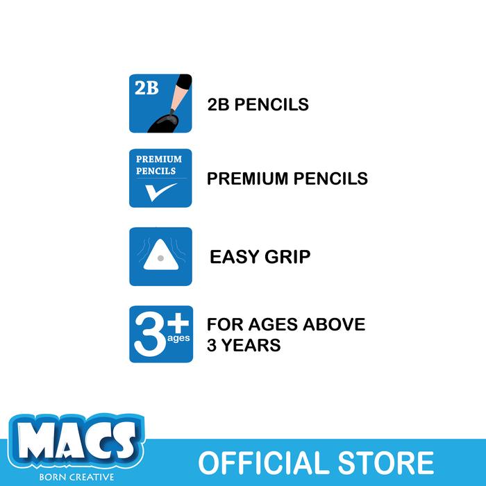 MACS 2B Triangle Premium Pencils 4 Pcs 4CT