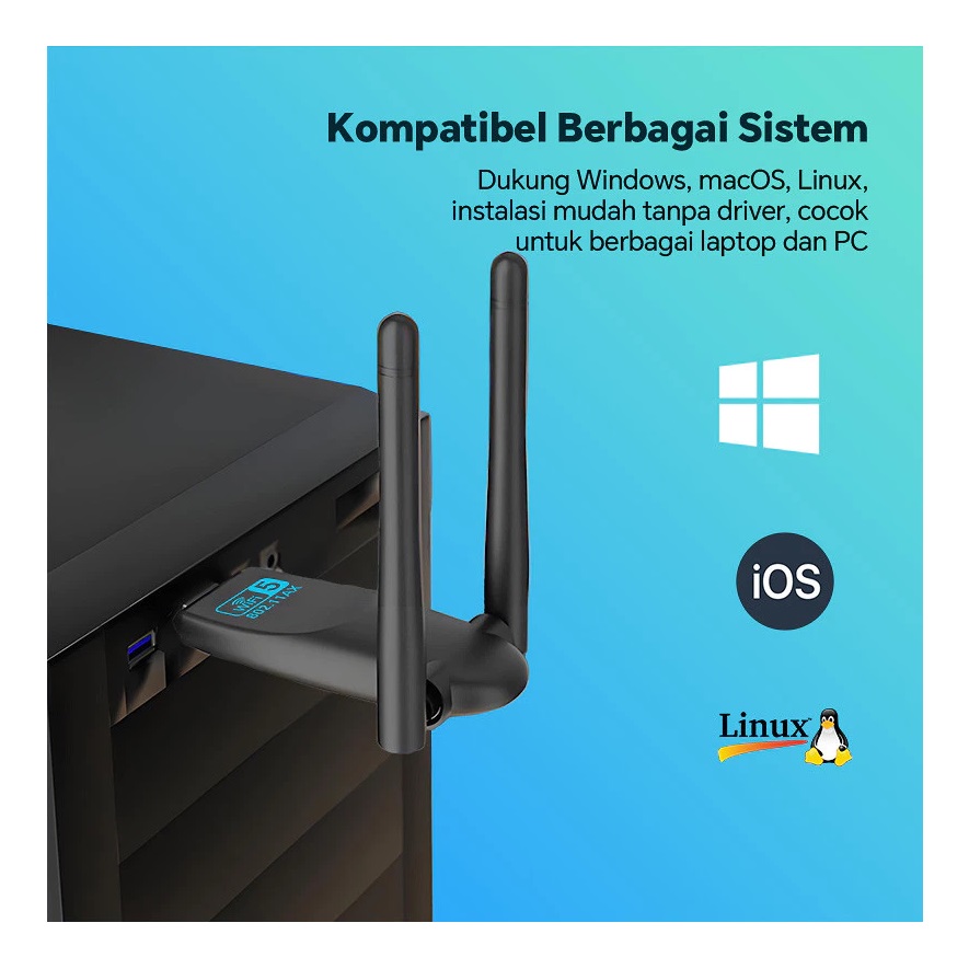  MANU USB WiFi Adapter 1800Mbps