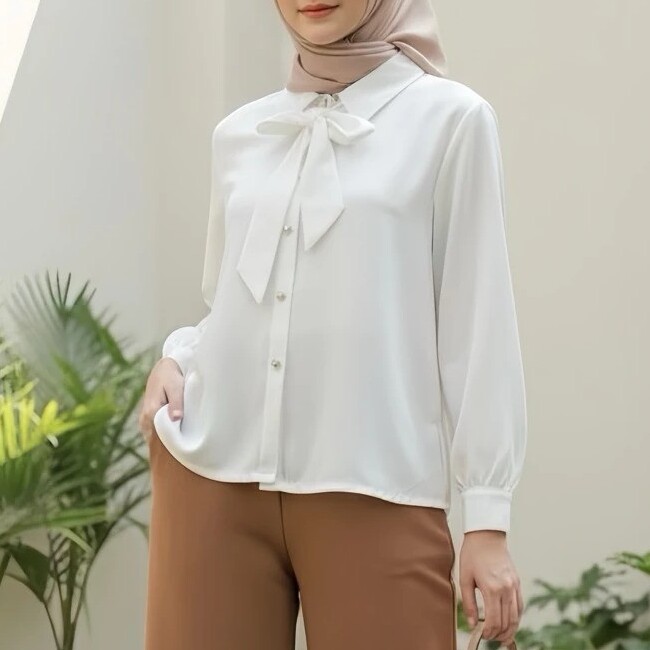  NORO Atasan Wanita Formal Kerah Pita