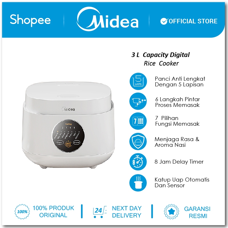 Midea Midea Digital Rice Cooker 1L  MB-FB30M161W