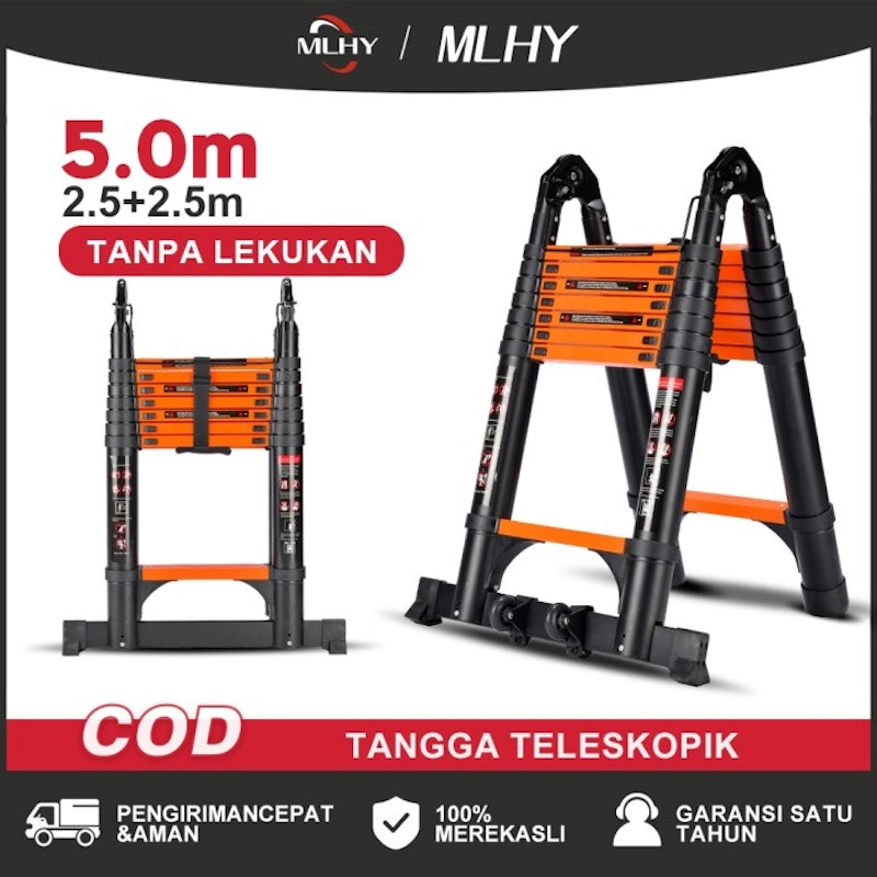 MLHY Tangga Teleskopik 5M Dengan Roda 2