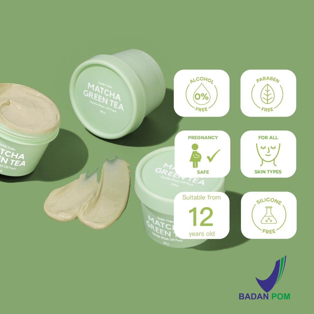 Pillars Cosmetiklon Indonesia Teddy Clubs Matcha Clay Mask