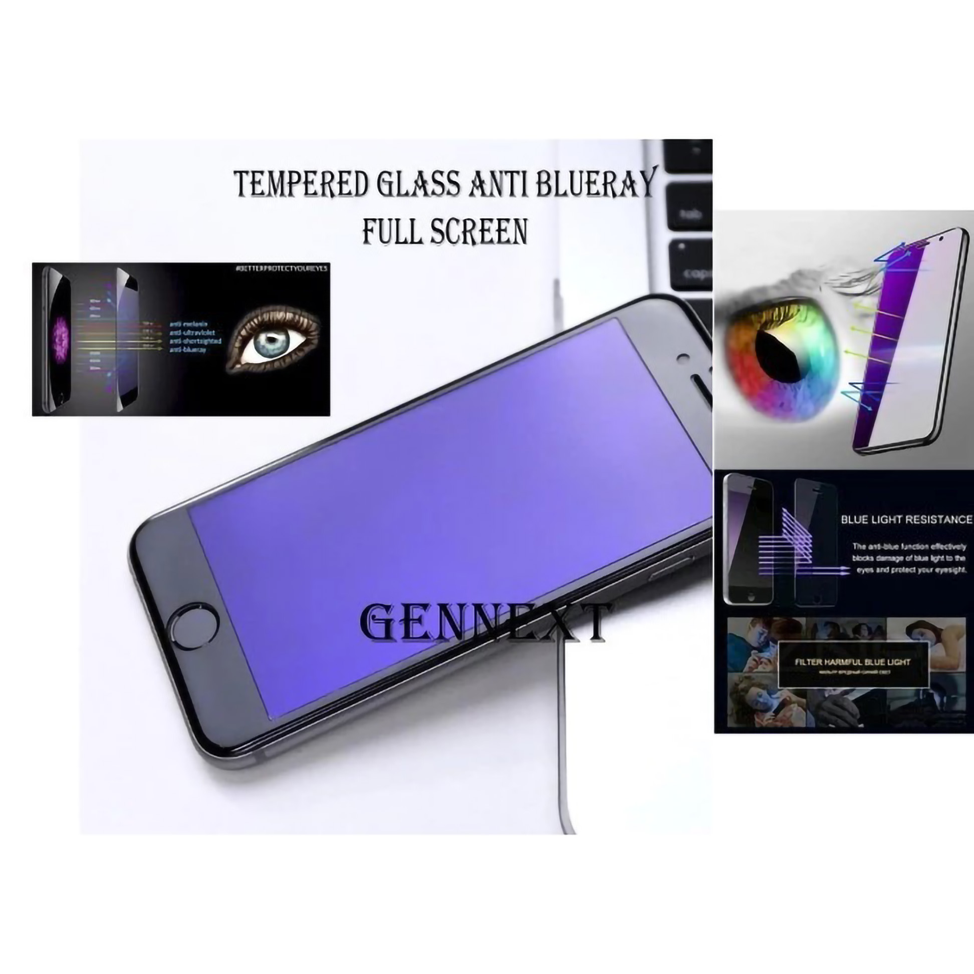  Gennext Tempered Glass Blue Light Full 10D iPhone