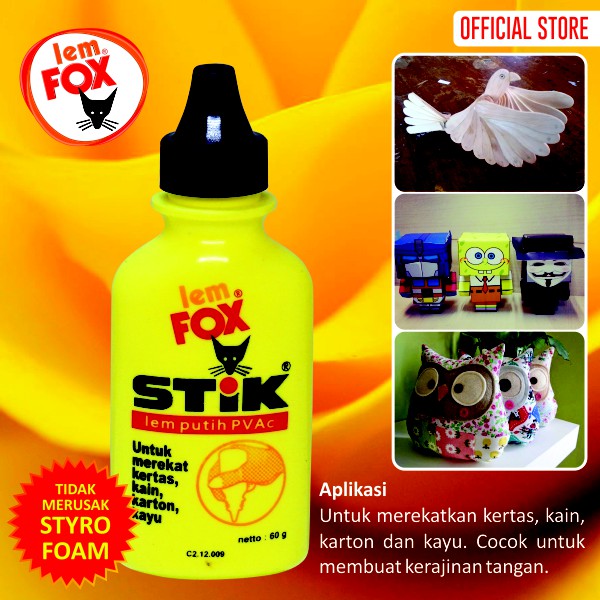 Aica Indria Lem Fox Stik PVAc Botol