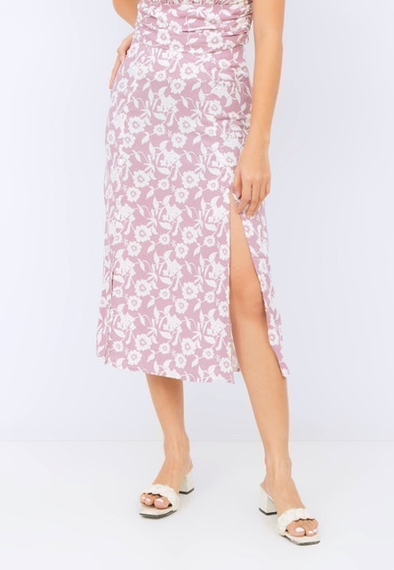Printed A-line Skirt with Slit 3