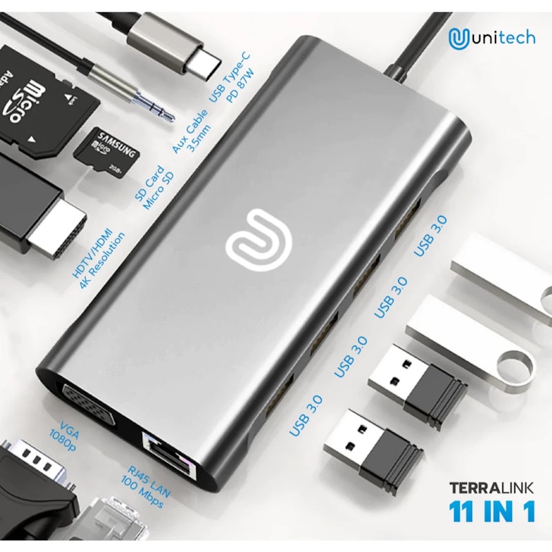Unitech TerraLink USB Hub Adapter 11 in 1 3