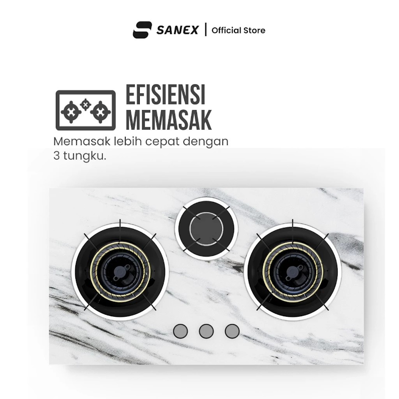 SANEX Kompor Gas Tanam 3 Tungku Marble Series 2