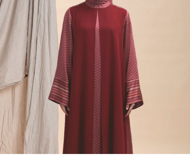 Elzatta Abaya Gamis Set Jilbab Segiempat Motif Monogram 2